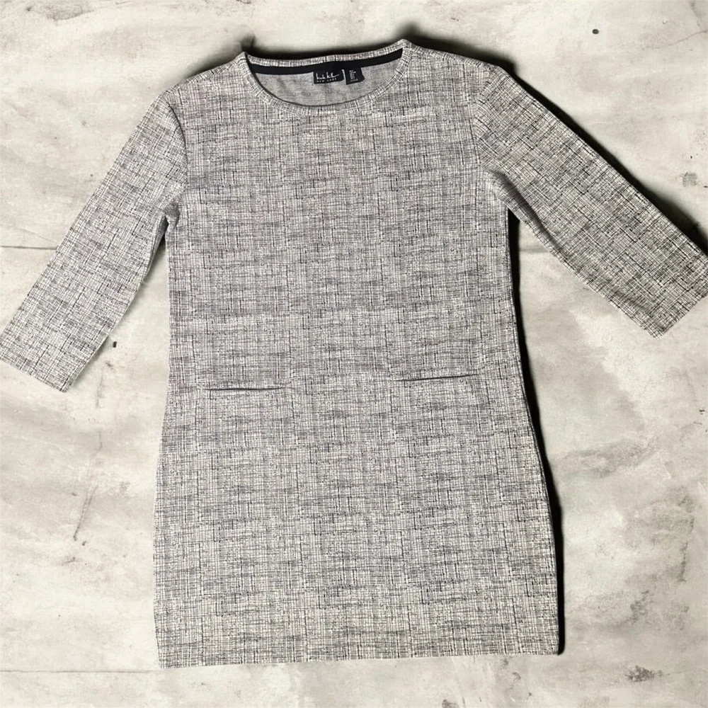 Nicole‎ Miller Gray and black Long Sleeve Dress